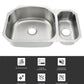 32"x21"x9"x5" Undermount Stainless Steel Double Bowl Kitchen Sink, 18 Gauge - Orlando Product