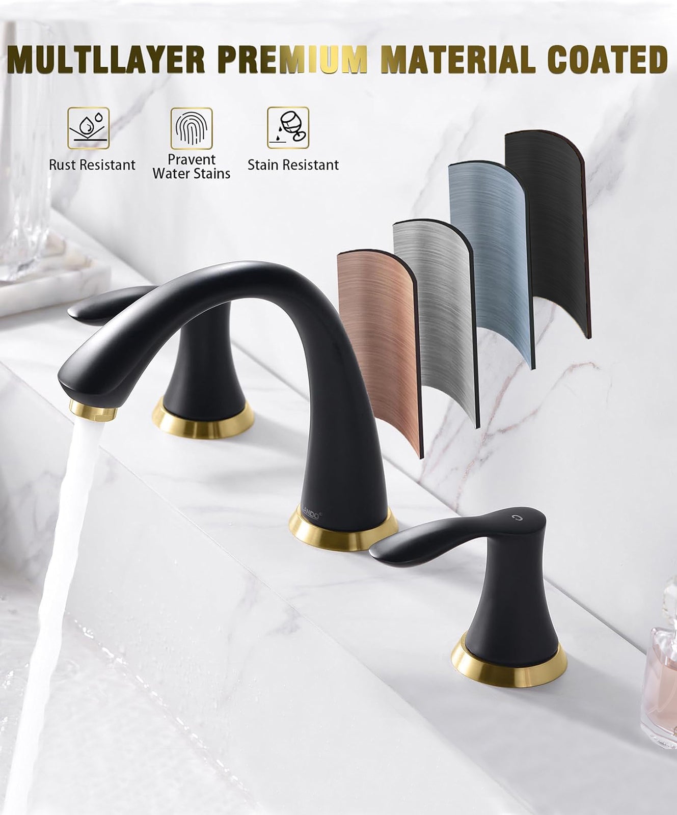 ORLANDO 3 Hole widespread Bathroom Faucet with Pop Up Drain