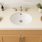 13"x11" White Oval Ceramic Undermount Bathroom Sink with Overflow