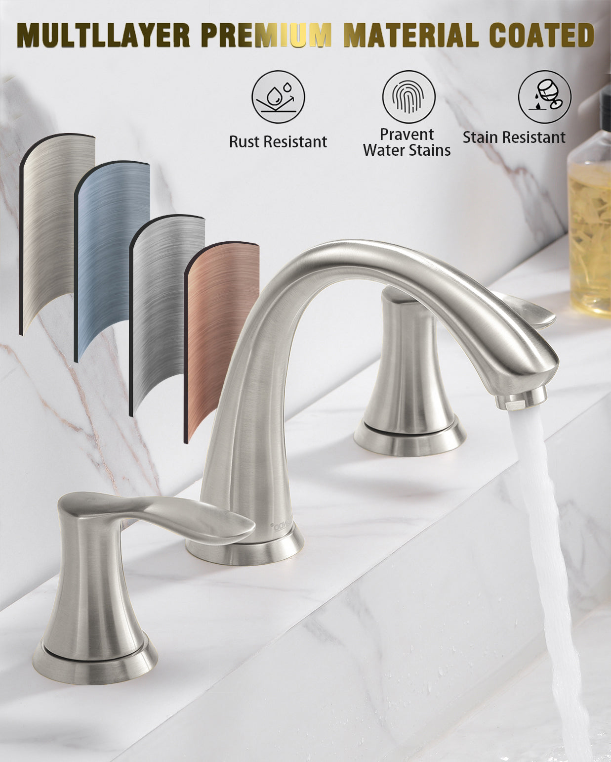 ORLANDO 3 Hole widespread Bathroom Faucet with Pop Up Drain