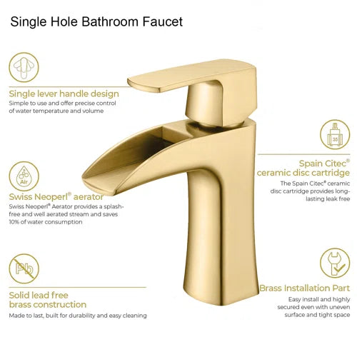 Single handle waterfall Bathroom Faucet with Pop Up Drain