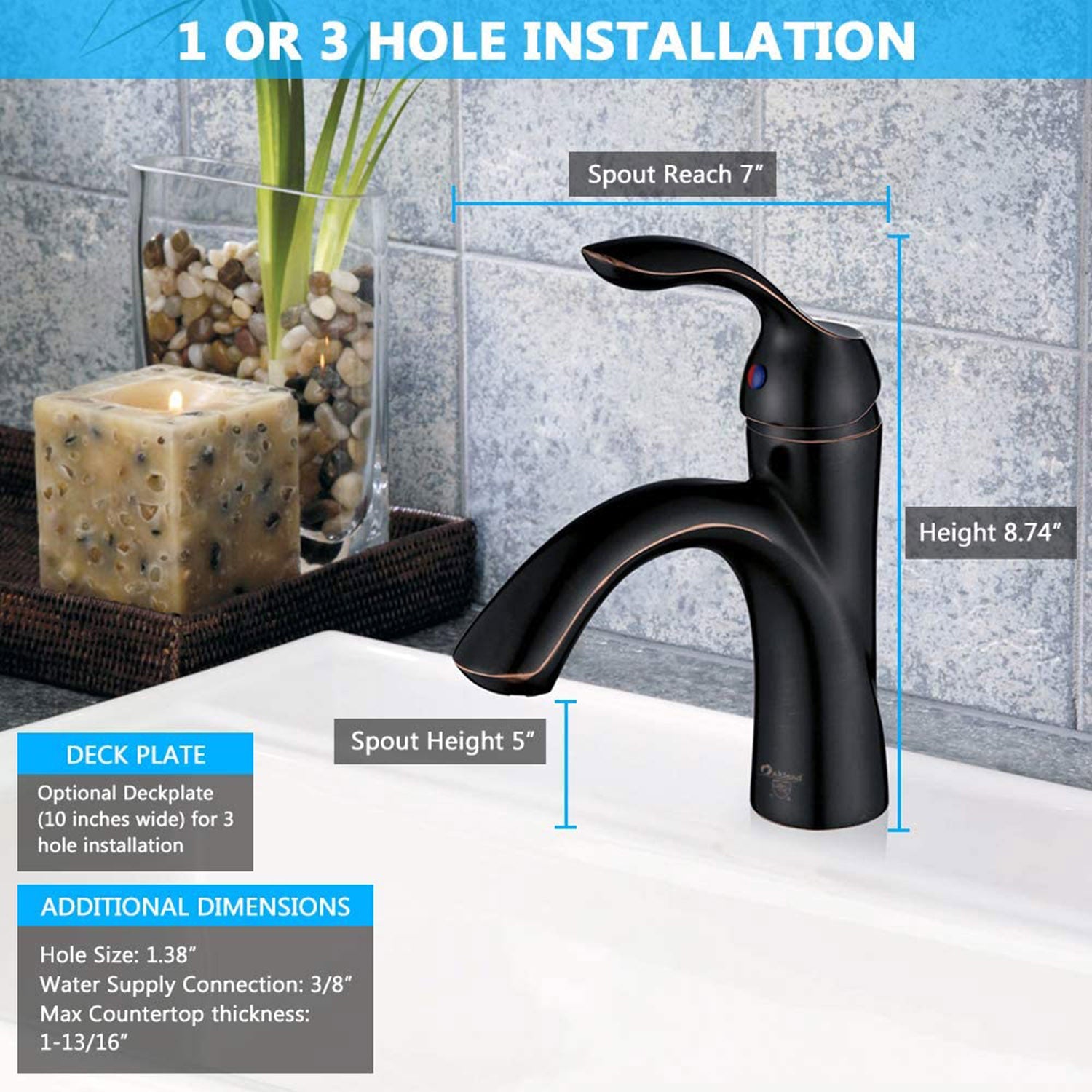 Single handle Bathroom Faucet with Pop Up Drain