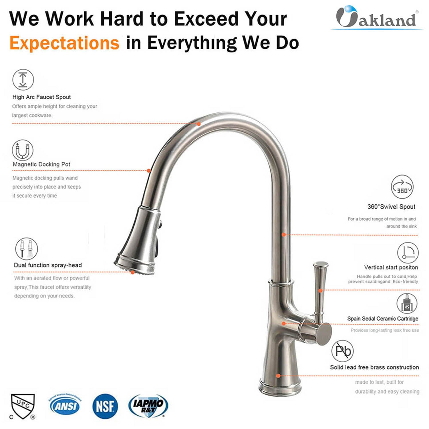 Single Handle Pull Down Sprayer Kitchen Faucet with 3 Function