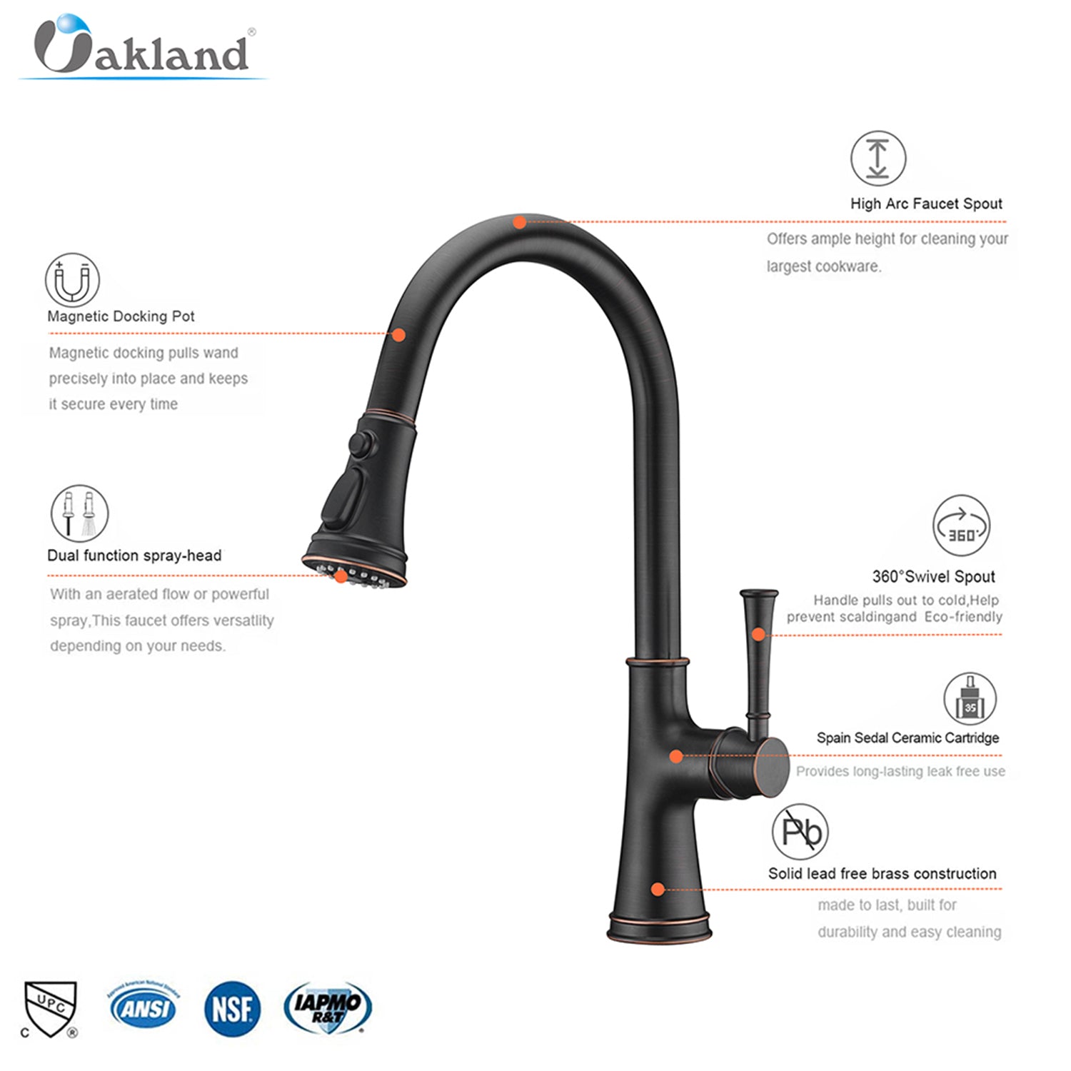 Single Handle Pull Down Sprayer Kitchen Faucet with 3 Function