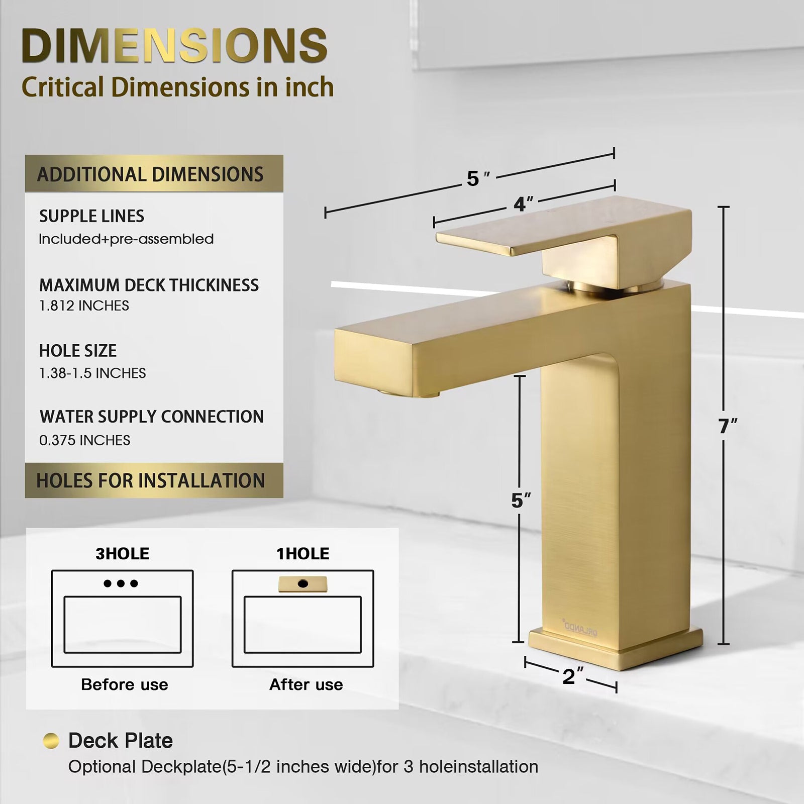 ORLANDO Single handle Bathroom Faucet with Pop Up Drain