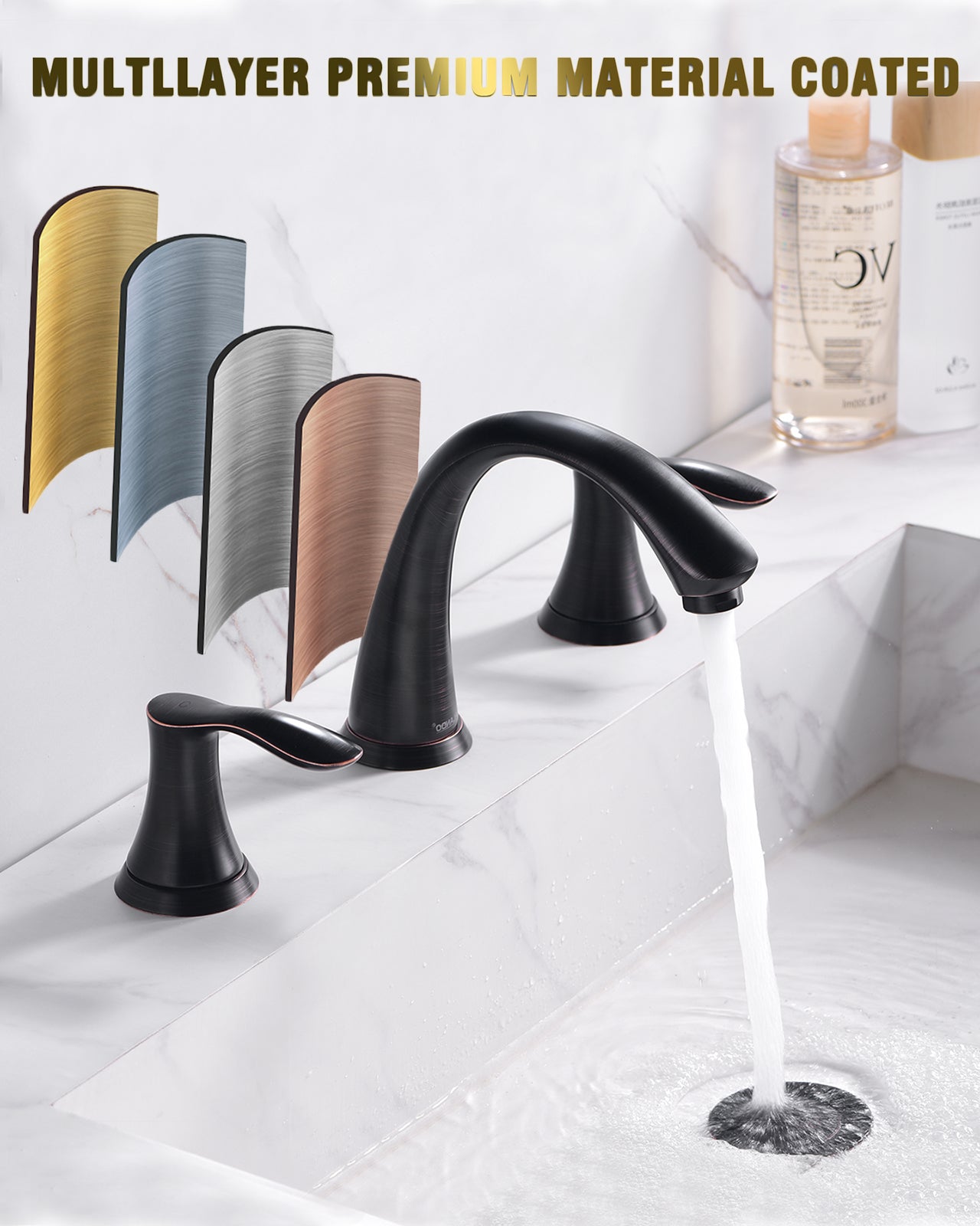 ORLANDO 3 Hole widespread Bathroom Faucet with Pop Up Drain