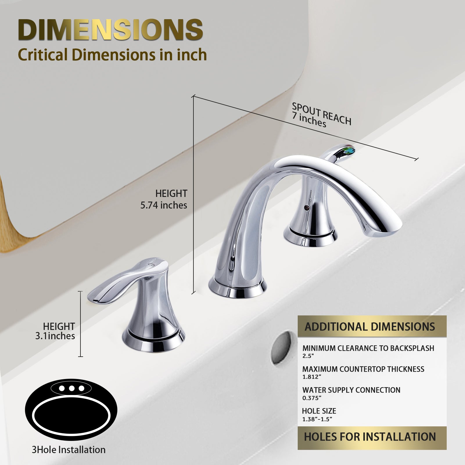 ORLANDO 8 inch Widespread Bathroom Faucet, Two Handle Bathroom Faucet 3 Hole with Pop - up Drain - Orlando Product
