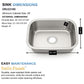 23"x18"x9" Undermount Stainless Steel Single Bowl Kitchen Sink, 18 Gauge/16 Gauge