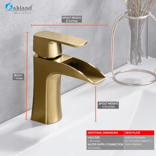 Single handle waterfall Bathroom Faucet with Pop Up Drain