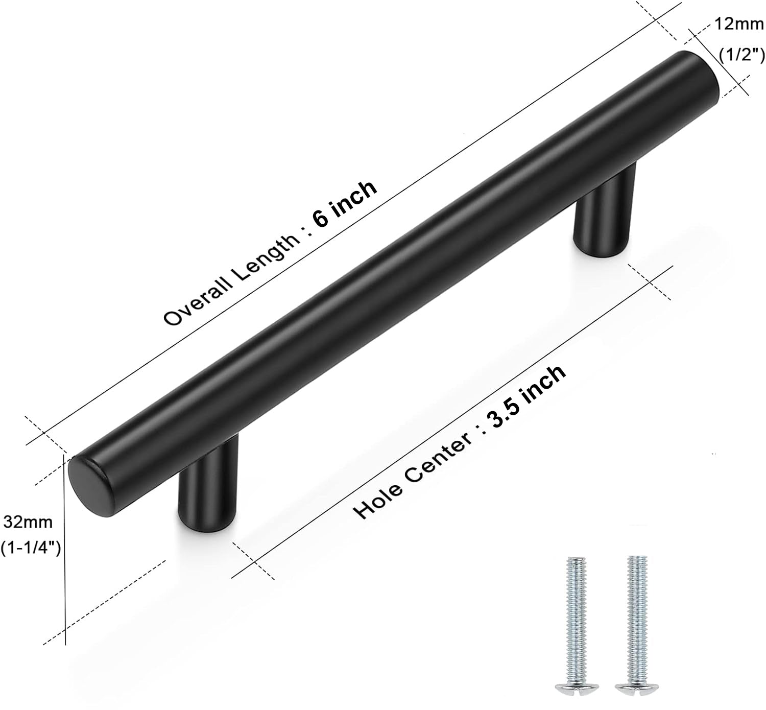 6" Stainless Steel Cabinet pulls/handles - 100 Pieces Matte Black