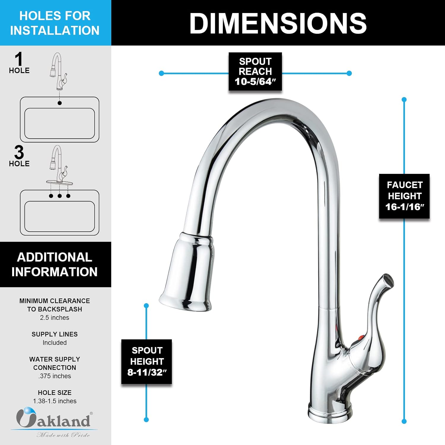 Single Handle Pull Down Sprayer Kitchen Faucet with 3 Function