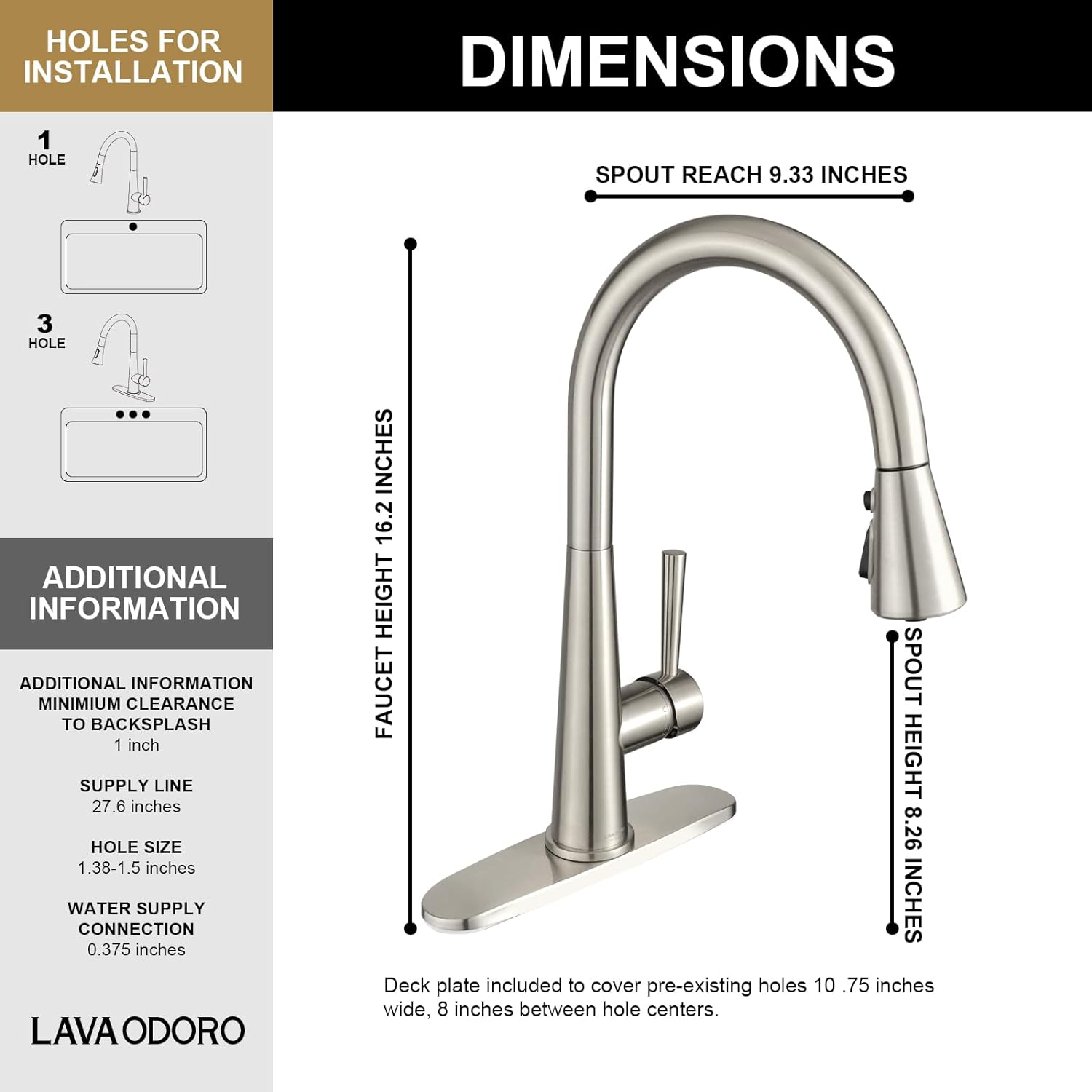 Single Handle Pull Down Sprayer Kitchen Faucet with 2 Function