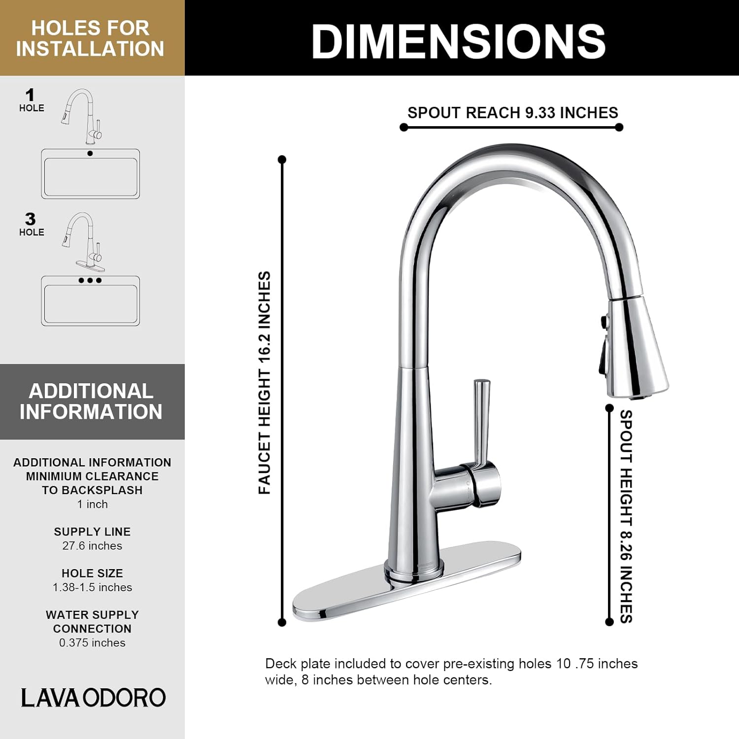 Single Handle Pull Down Sprayer Kitchen Faucet with 2 Function