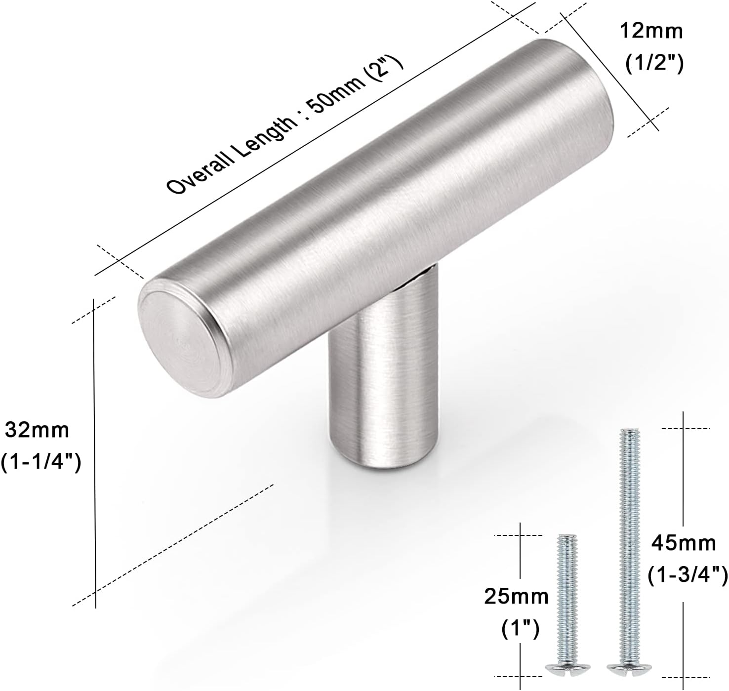 2" T Style Stainless Steel Cabinet pulls/handles - 200 Pieces