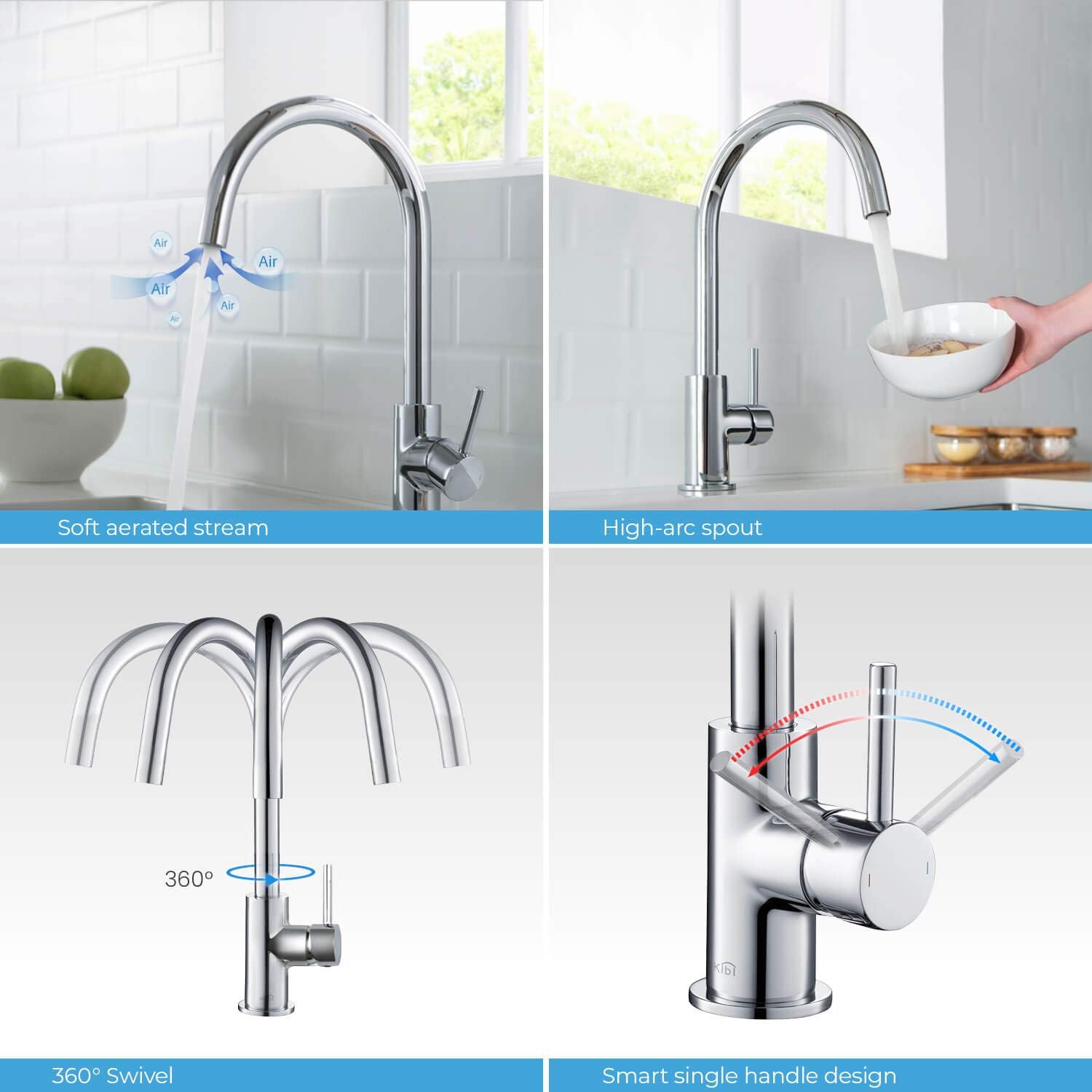 Single Handle Stainless Steel Kitchen Sink Faucet