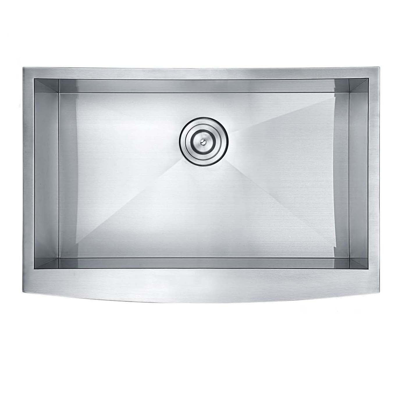 30"x 20"x 9" Zero radius 16 Gauge Stainless Steel Single Bowl Apron Farm Sink