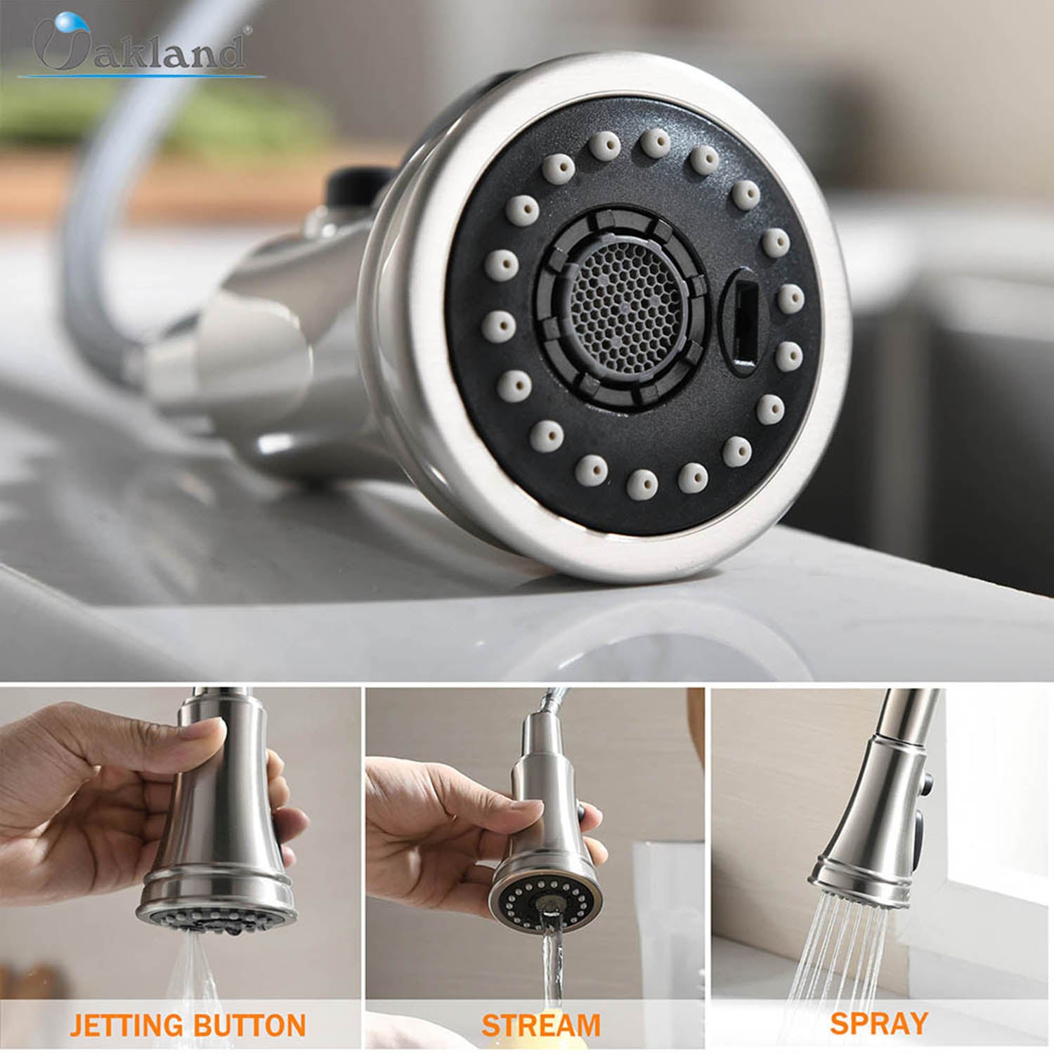 Single Handle Pull Down Sprayer Kitchen Faucet with 3 Function