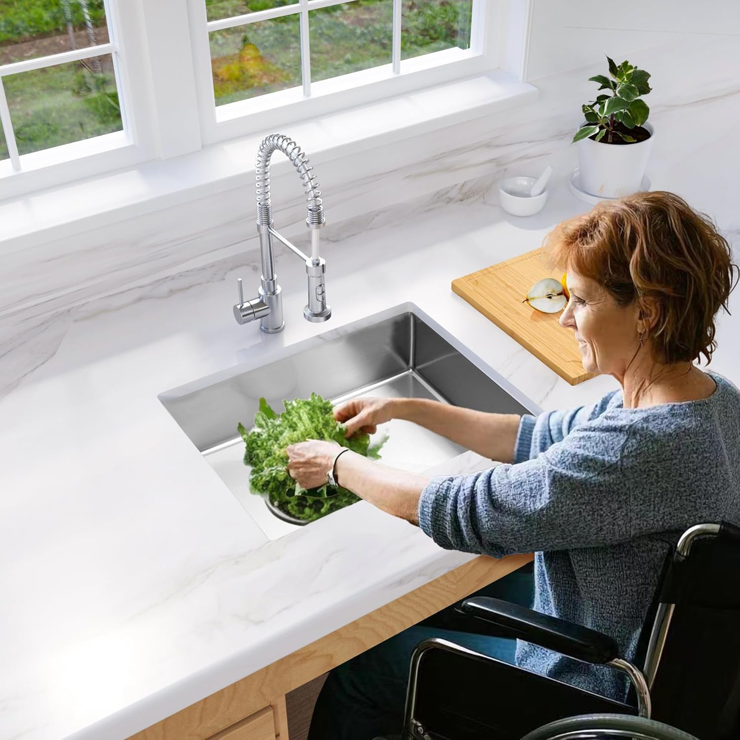 27"x18"x5" Undermount Stainless Steel Finger Radius Single Bowl ADA Kitchen Sink - Orlando Product