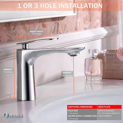 Single handle Bathroom Faucet with Pop Up Drain