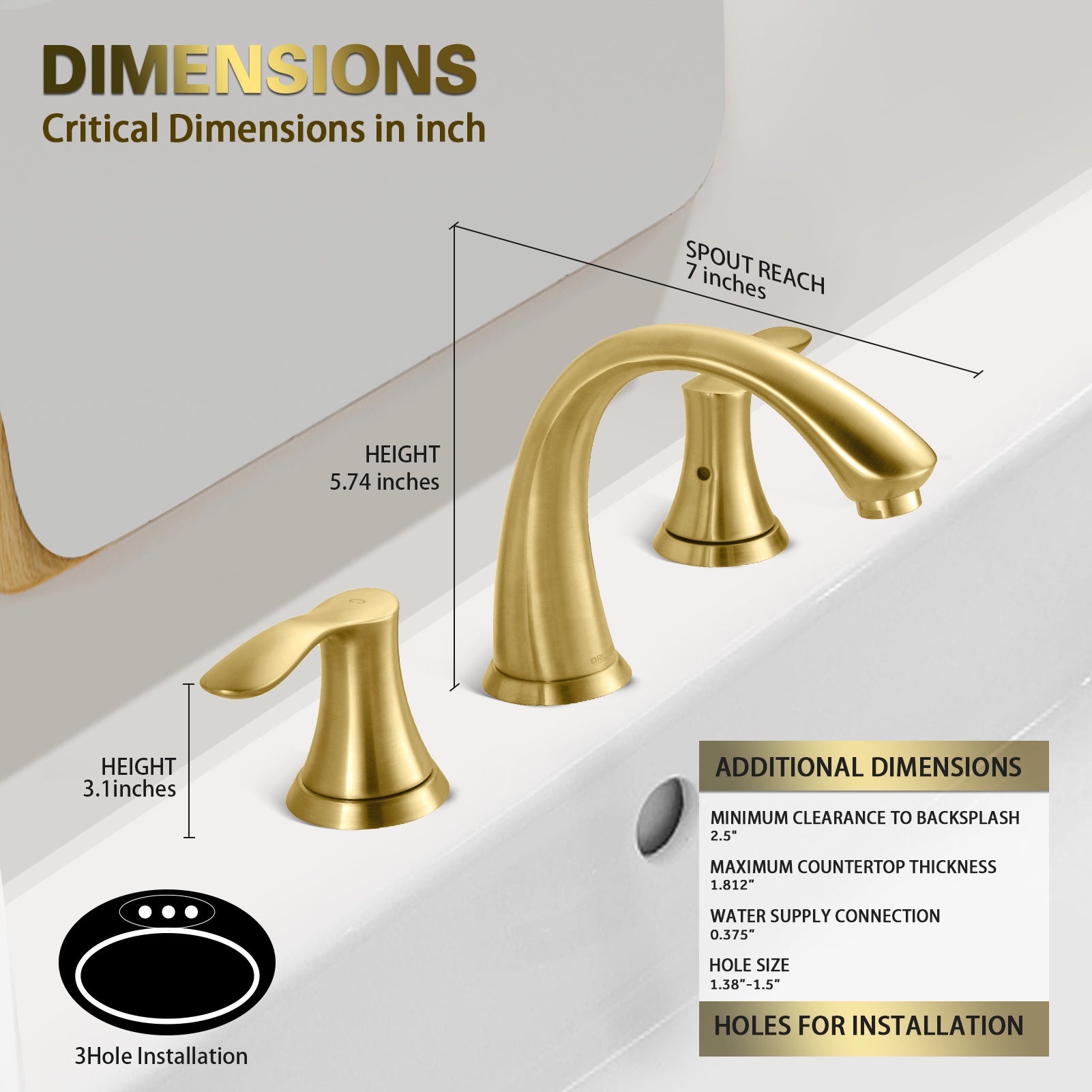ORLANDO 8 inch Widespread Bathroom Faucet, Two Handle Bathroom Faucet 3 Hole with Pop - up Drain - Orlando Product