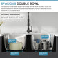 32"x18" Undermount Stainless Steel 50/50 Double Bowl Kitchen Sink, 18 Gauge
