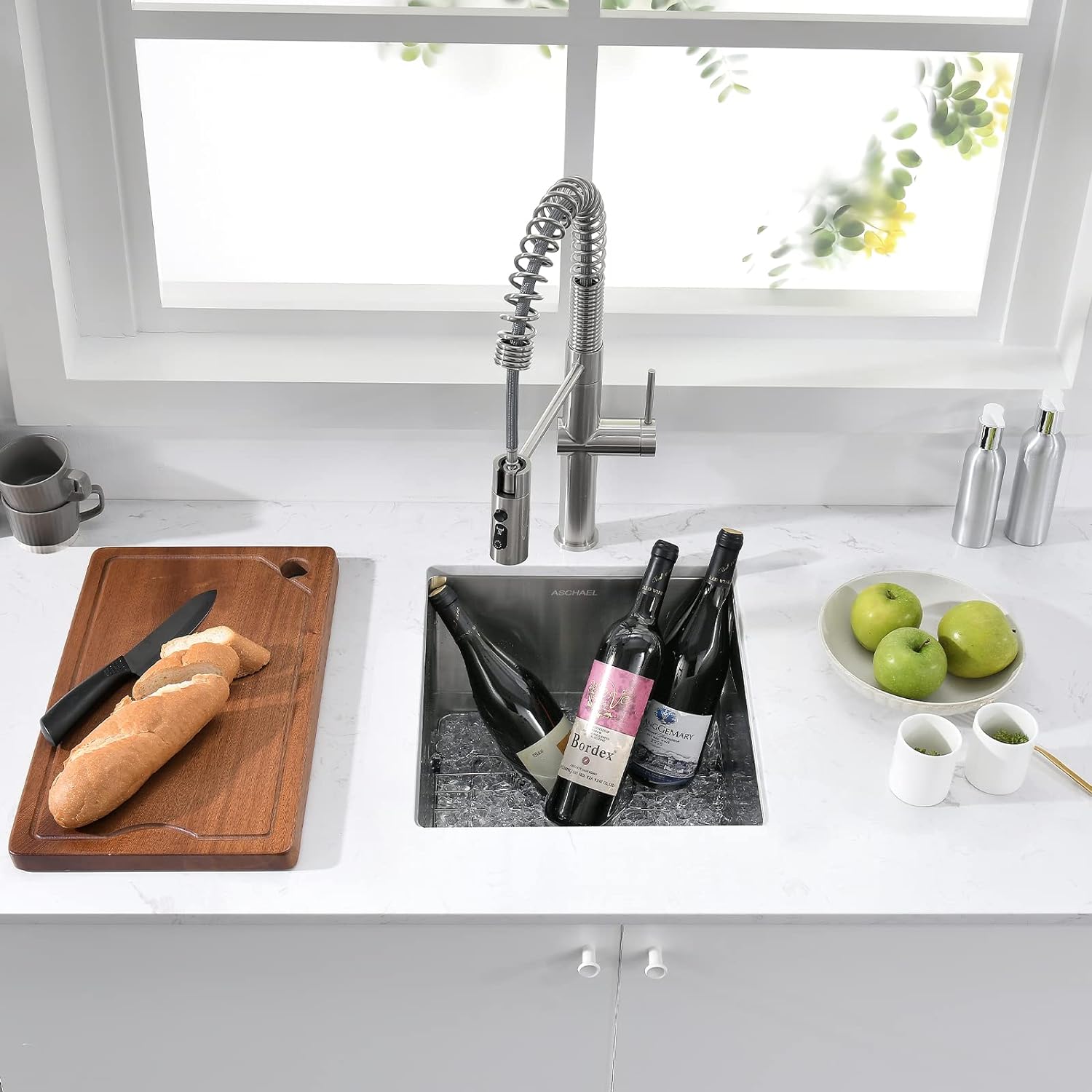 17"x19"x9" Undermount Stainless Steel 93 Degree Sharp Edge Single Bowl Kitchen Sink, 18 Gauge - Orlando Product
