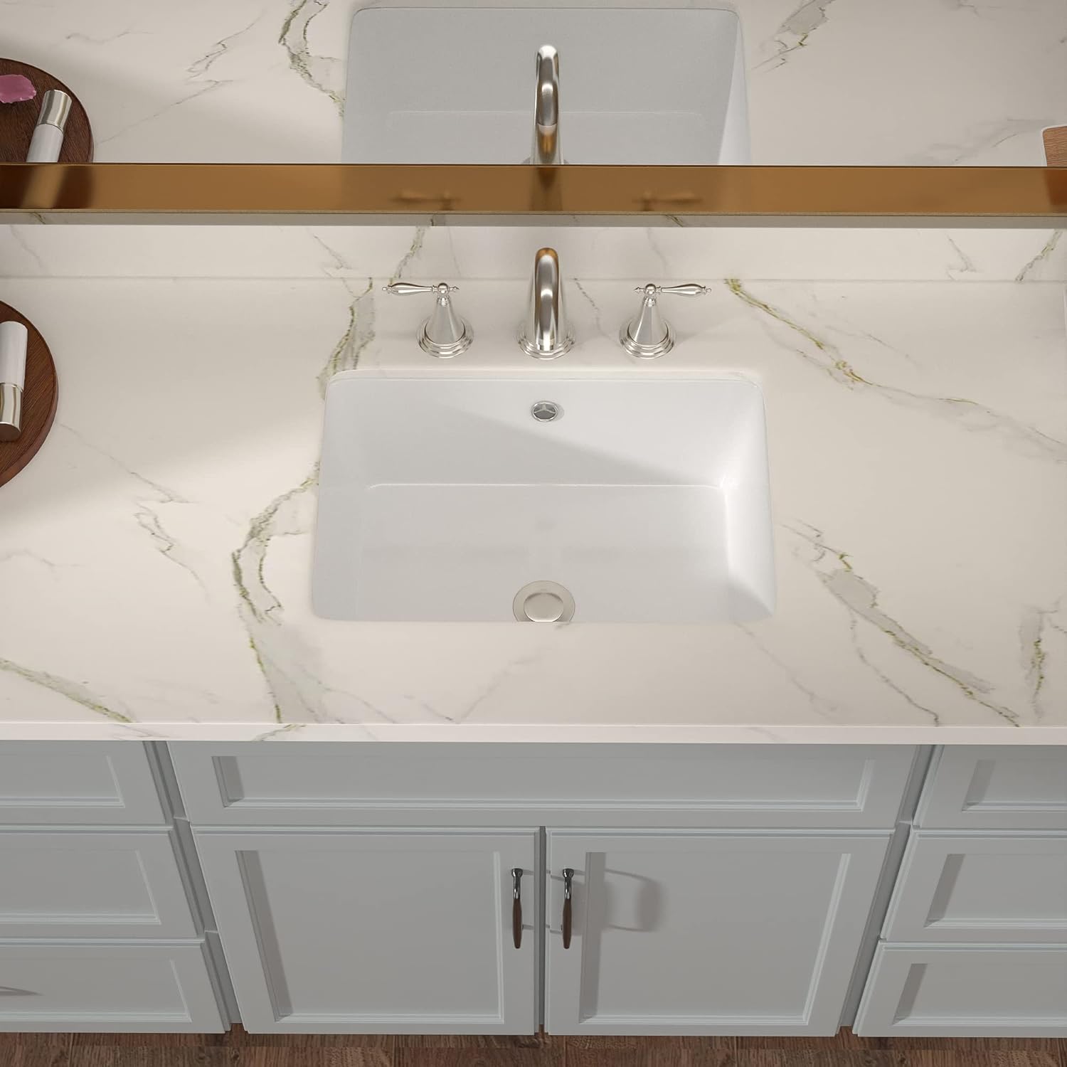 18"x12" Rectangle Ceramic Undermount Bathroom Sink with Overflow - Orlando Product