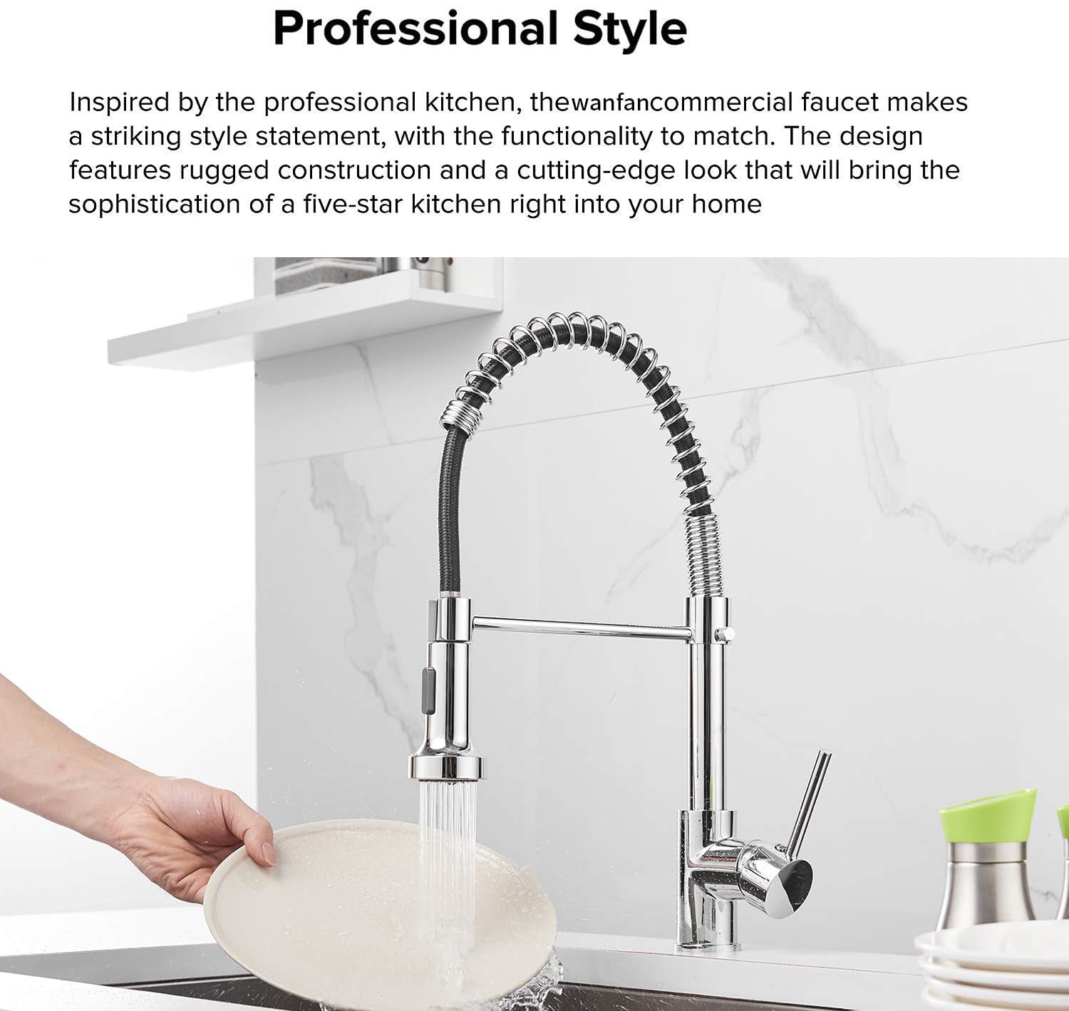 Single Handle Pull Down Sprayer Kitchen Faucet with 3 Function