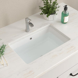 18"x11"  Rectangle Ceramic Undermount Bathroom Sink with Overflow