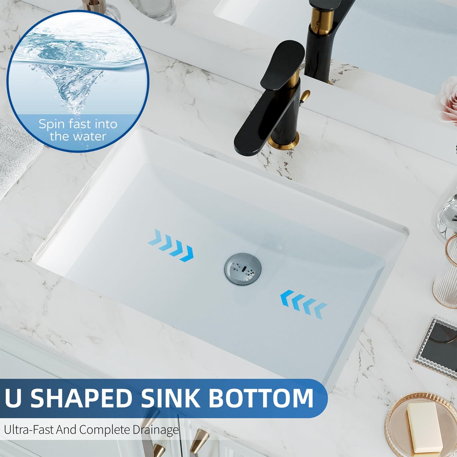 18"x13" Rectangle Ceramic Undermount Bathroom Sink with Overflow - Orlando Product