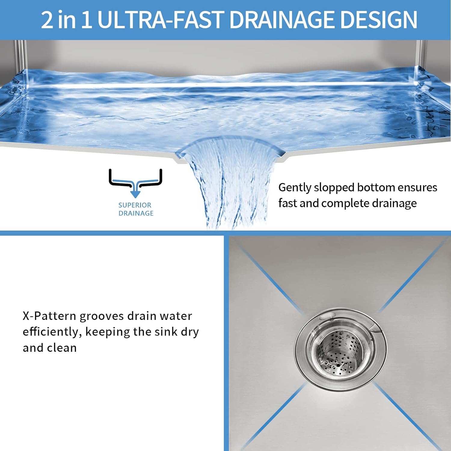 22"x18"x9" Undermount Stainless Steel 93 Degree Sharp Edge Single Bowl Kitchen Sink, 18 Gauge - Orlando Product