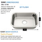 27"x18" Undermount Stainless Steel Single Bowl Kitchen Sink, 18 Gauge