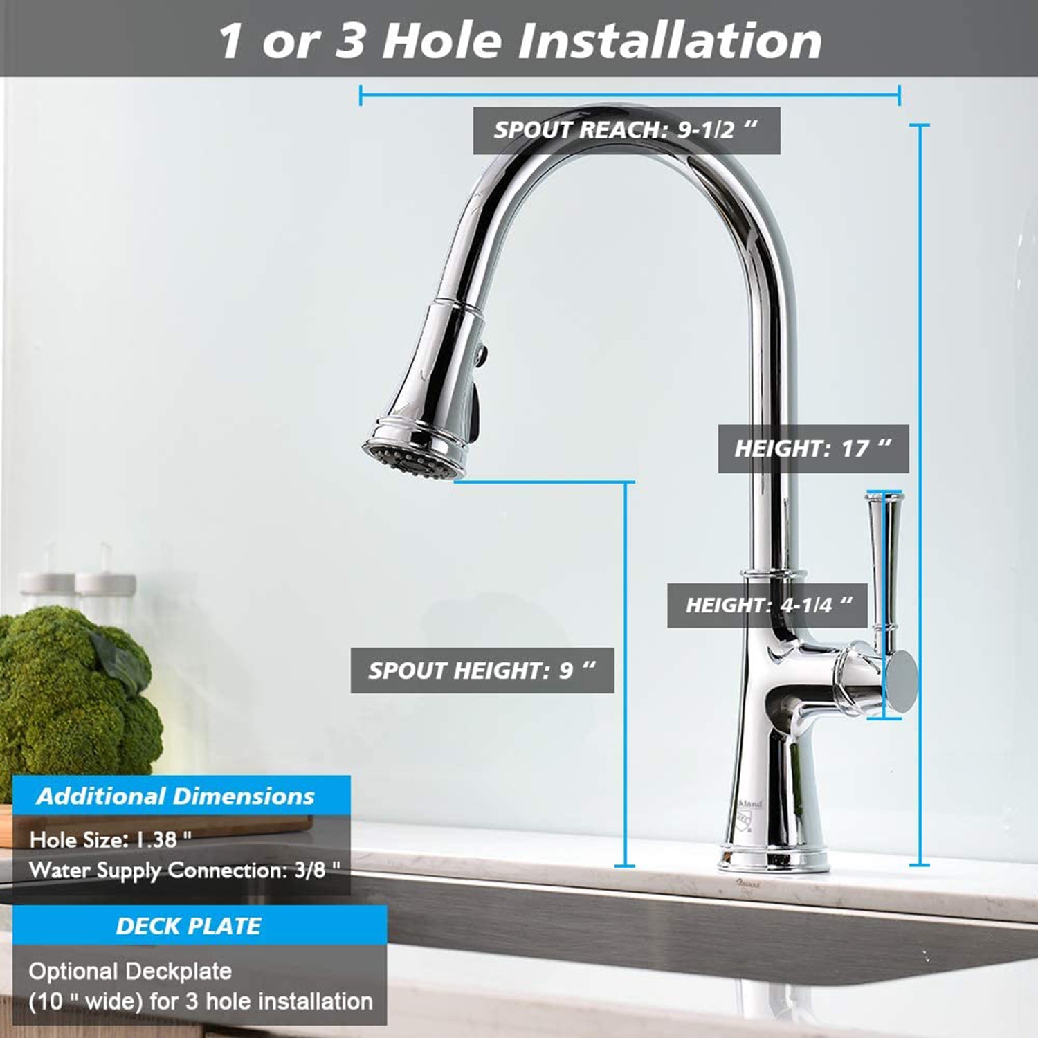 Single Handle Pull Down Sprayer Kitchen Faucet with 3 Function