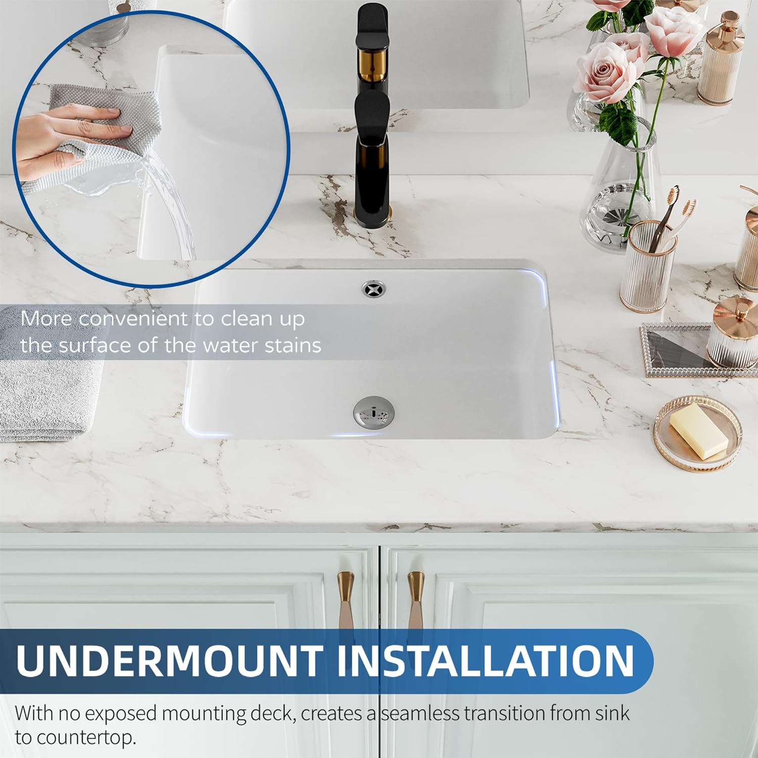 16“x11”  Rectangle Ceramic Undermount Bathroom Sink wholesale  96 PCS