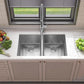 32"x19" Undermount Stainless Steel 50/50 Double Bowl Zero Radius Kitchen Sink, 18 Gauge - Orlando Product