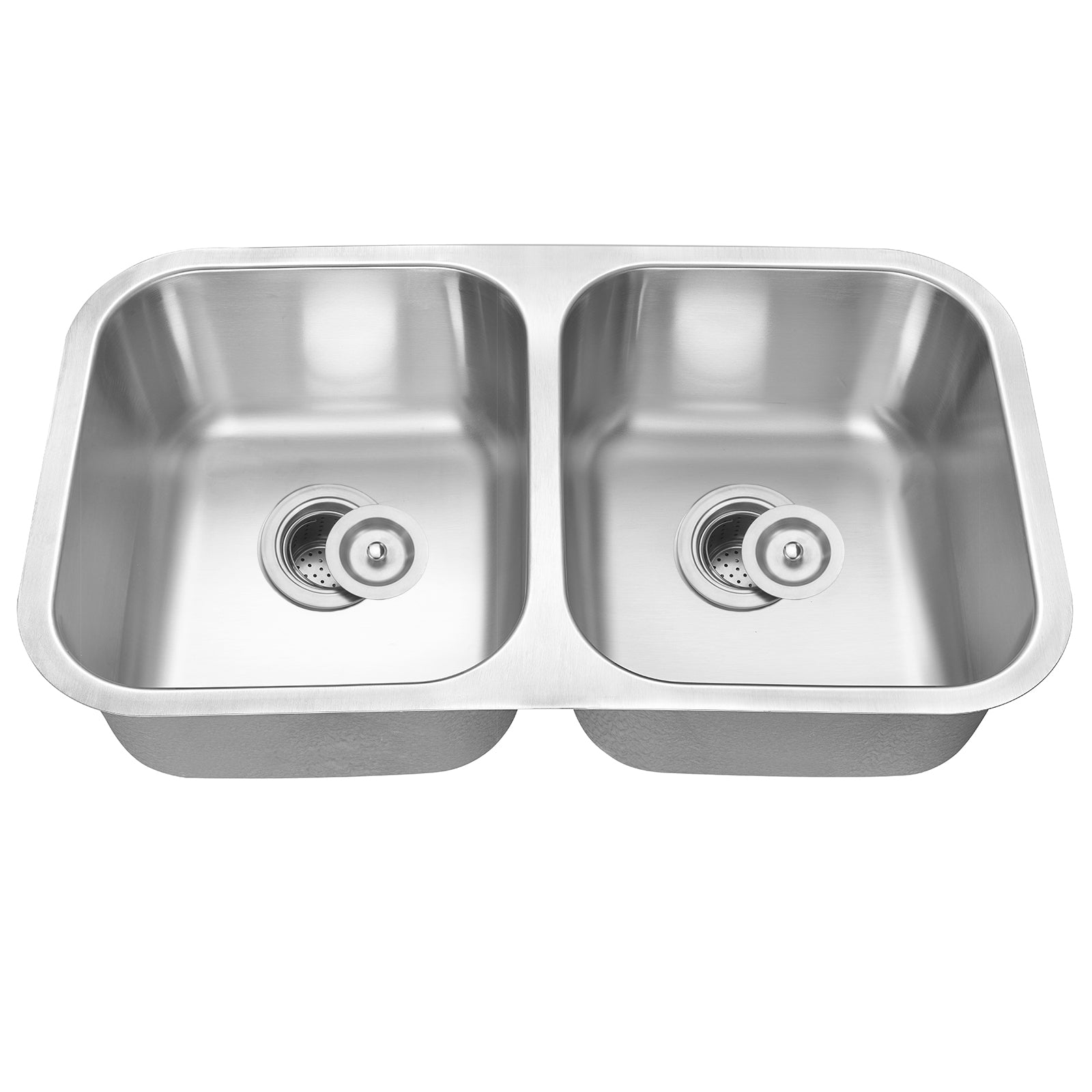 32"x18" Undermount 18 Gauge Stainless Steel 50/50 Double Bowl Kitchen Sink