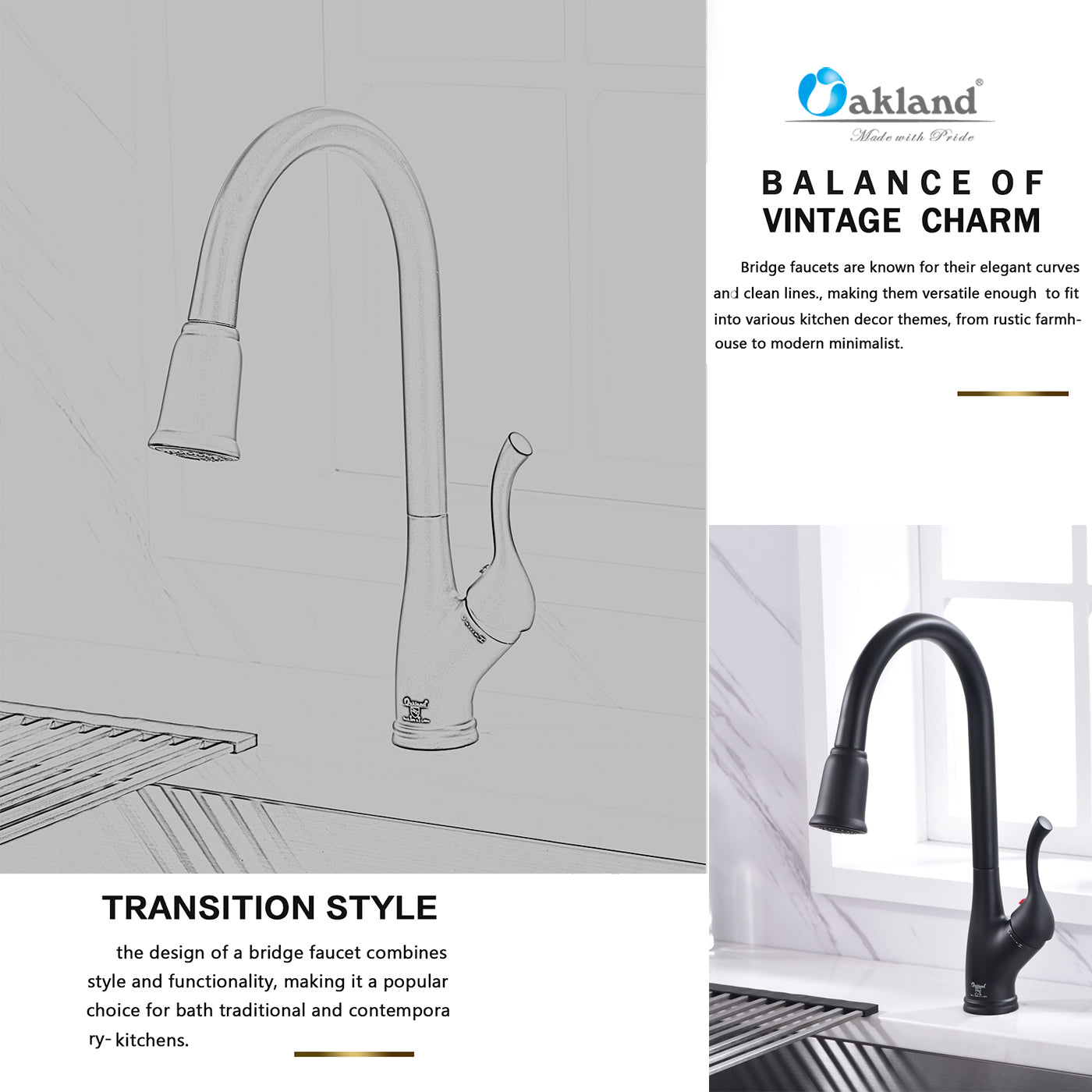 Single Handle Pull Down Sprayer Kitchen Faucet with 3 Function