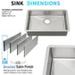 27"x18"x5" ADA Kitchen Sink Undermount Stainless Steel Finger Radius Single Bowl Kitchen Sink