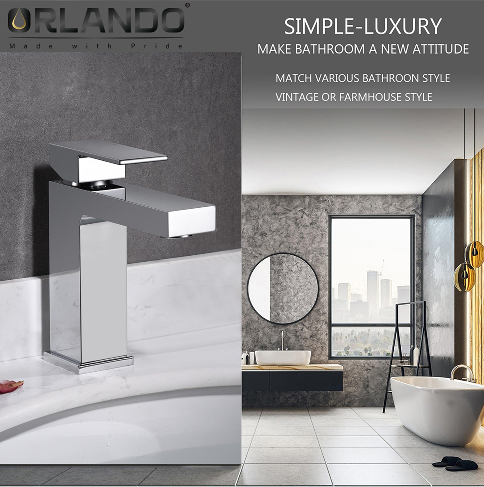 ORLANDO Single handle Bathroom Faucet with Pop Up Drain