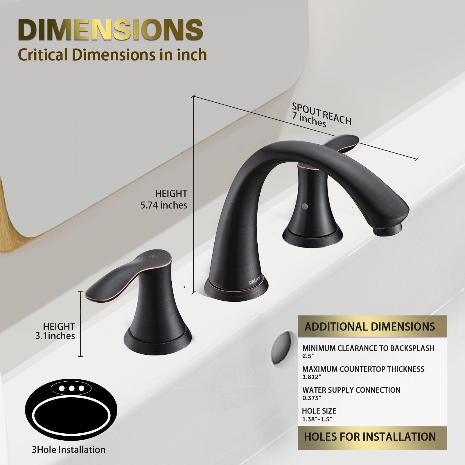 ORLANDO 8 inch Widespread Bathroom Faucet, Two Handle Bathroom Faucet 3 Hole with Pop - up Drain - Orlando Product