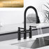 3 hole 2 Handle Bridge Kitchen Faucet with Pull Down Sprayer