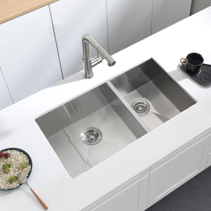 32"x19" Undermount Zero Radius Stainless Steel Double Bowl Kitchen Sink, 18 Gauge - Orlando Product