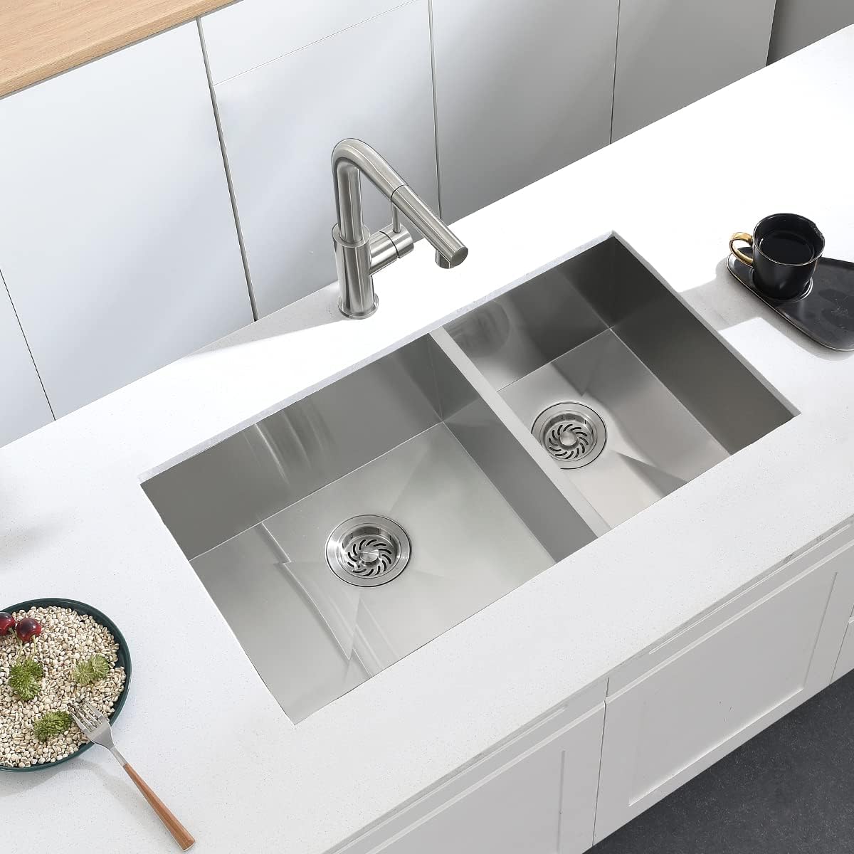 32"x19" Undermount Zero Radius Stainless Steel Double Bowl Kitchen Sink, 18 Gauge - Orlando Product