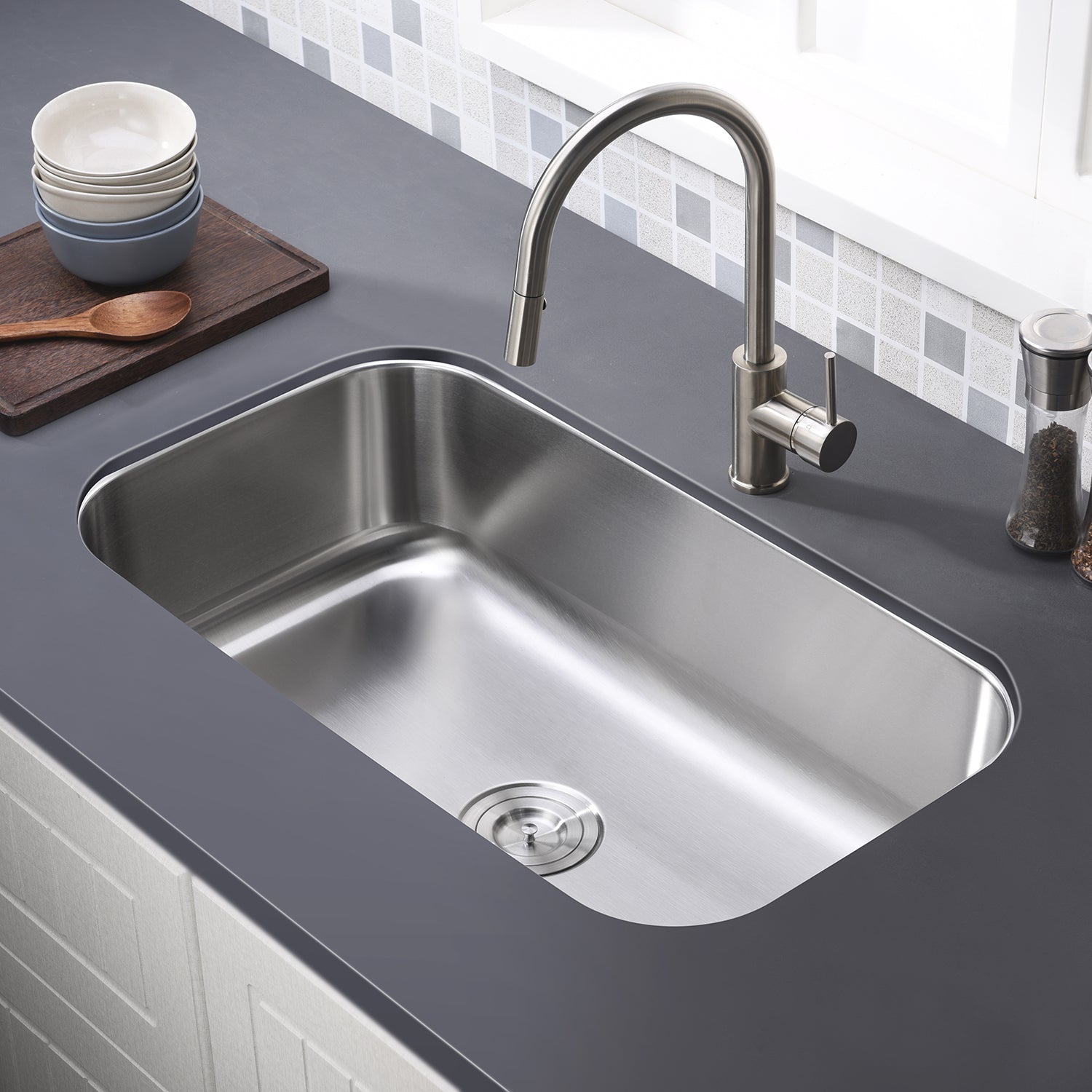 32"x19" Undermount Stainless Steel Single Bowl Kitchen Sink, 18 Gauge - Orlando Product