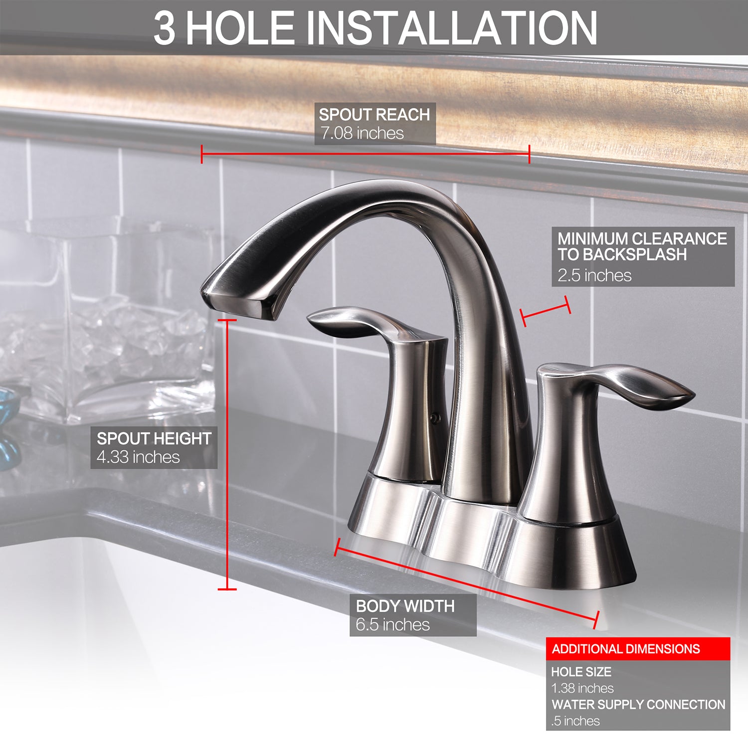 2 Handle 4 Inch Centerset Bathroom Faucet with Pop Up Drain