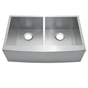 33"x20"x10" Zero radius 50/50 Stainless Steel Double Bowl Apron Farm Sink, 16 Gauge - Orlando Product