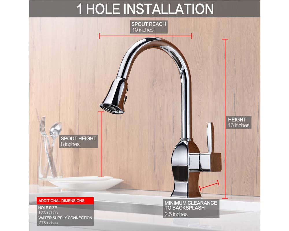 Single Handle Pull Down Sprayer Kitchen Faucet with 3 Function