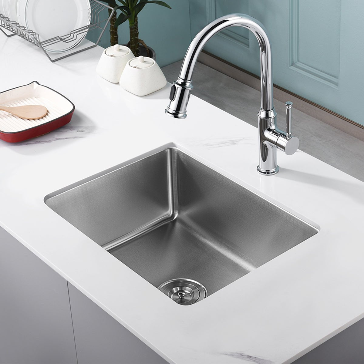 23"x18" Undermount Stainless Steel Small Radius Bowl Kitchen Sink, 18 Gauge - Orlando Product