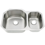 32"x21"x9"x7" Undermount 70/30 Stainless Steel Double Bowl Kitchen Sink, 18 Gauge - Orlando Product
