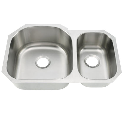 32"x21"x9"x7" Undermount 70/30 Stainless Steel Double Bowl Kitchen Sink, 18 Gauge - Orlando Product